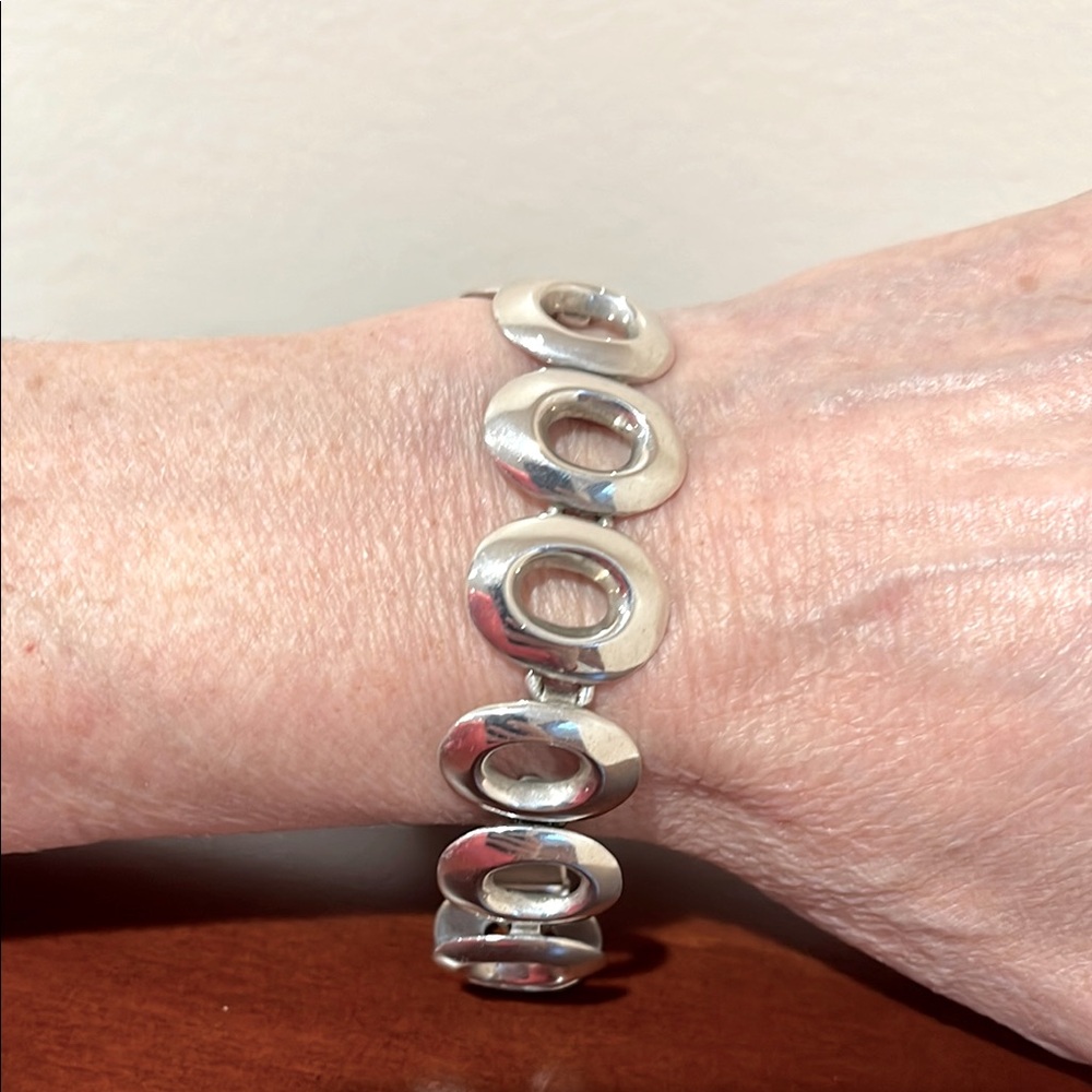Weiss Sterling Silver Modernist Style Bracelet - Signed Weiss / Marked 925 7.25”